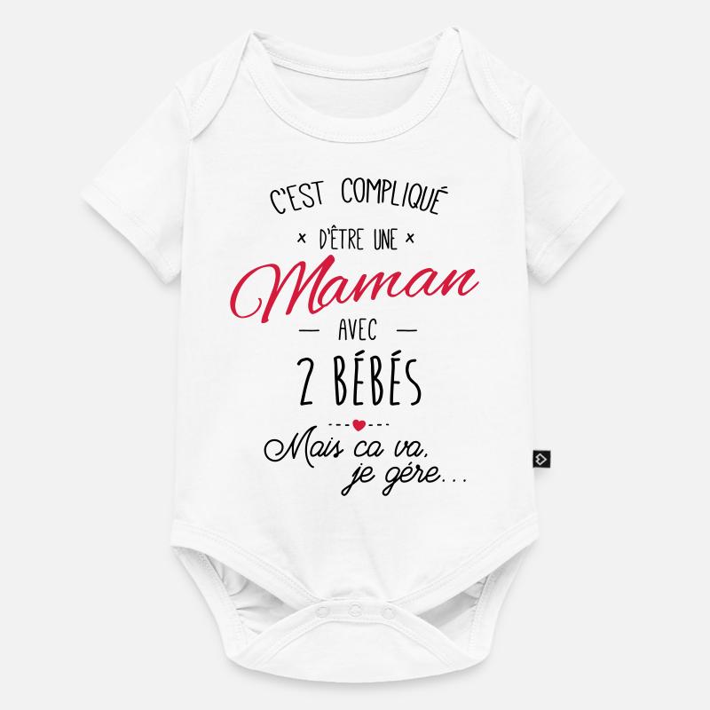 maman avec 2 bébés - Body à manches courtes Premium Bébé - blanc