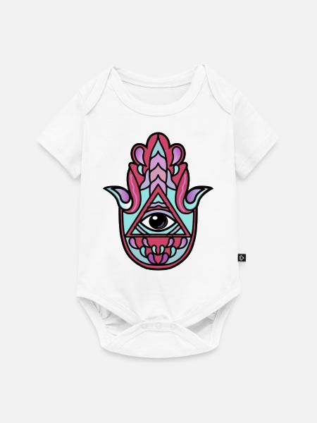 Hamsa Hand Geschenk Idee - Baby Premium Kurzarmbody - Weiß