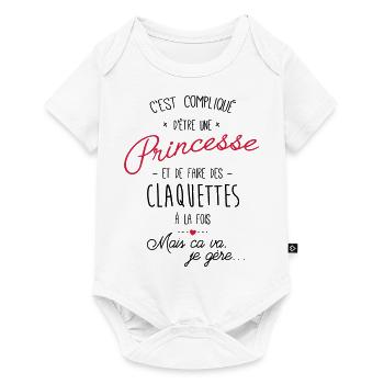 princesse et Claquettes - Body à manches courtes Premium Bébé - blanc - Devant