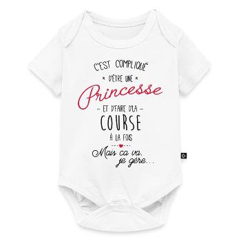Princesse et Course - Body à manches courtes Premium Bébé - blanc - Devant