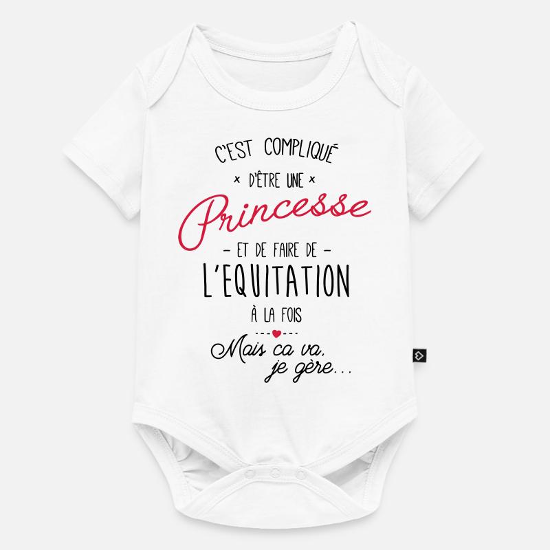 princesse et Equitation - Body à manches courtes Premium Bébé - blanc