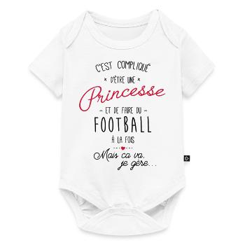 princesse et Football - Body à manches courtes Premium Bébé - blanc - Devant