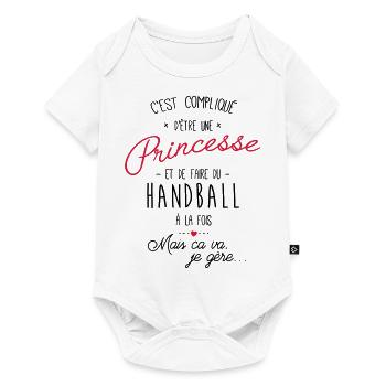 princesse et Handball - Body à manches courtes Premium Bébé - blanc - Devant
