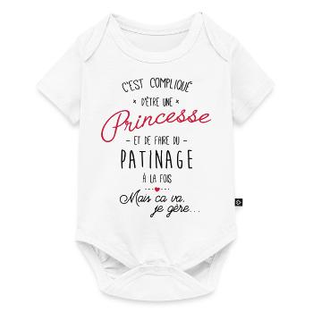 princesse et Patinage - Body à manches courtes Premium Bébé - blanc - Devant