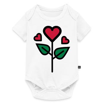 Valentine's Rose en forme de coeur - Body à manches courtes Premium Bébé - blanc - Devant