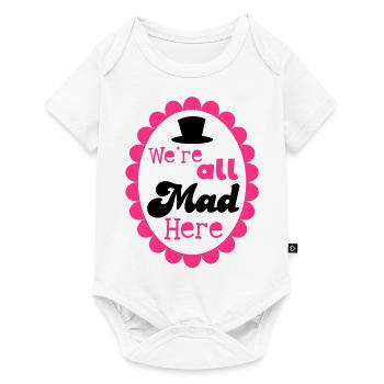 Nous sommes tous fous ici! avec un chapeau haut - Body à manches courtes Premium Bébé - blanc - Devant
