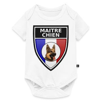 Ecusson noir maitre-chien berger allemand - Body à manches courtes Premium Bébé - blanc - Devant