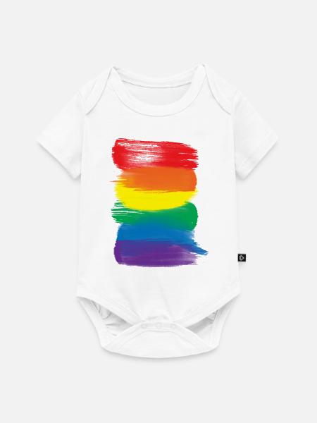 Pride-Malstriche - Pride-Regenbogenfahne - Baby Premium Kurzarmbody - Weiß