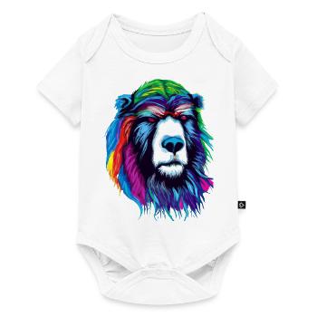 The Yellow Pink Bear - Animal Portrait Pop Art Style - Baby Premium short-sleeve bodysuit - white - Front