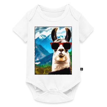 Lama Portrait Mountain Gift - Baby Premium short-sleeve bodysuit - white - Front
