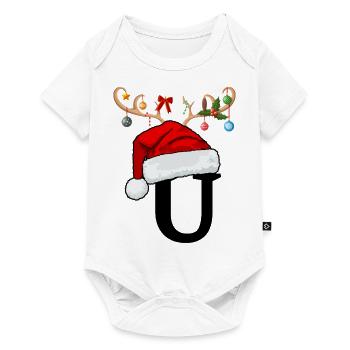 Brief U Weihnachtsmütze - Baby Premium Kurzarmbody - Weiß - Vorne