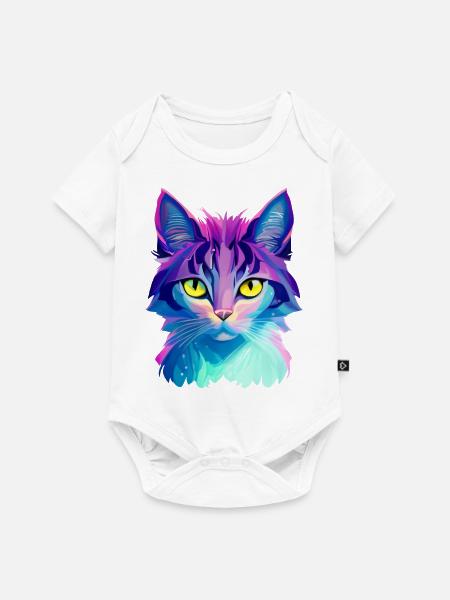 Katze Bunt - Baby Premium Kurzarmbody - Weiß