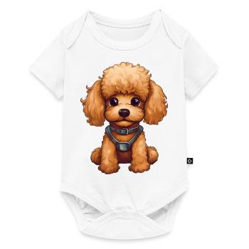 Doux bébé caniche chien - Body à manches courtes Premium Bébé - blanc - Devant