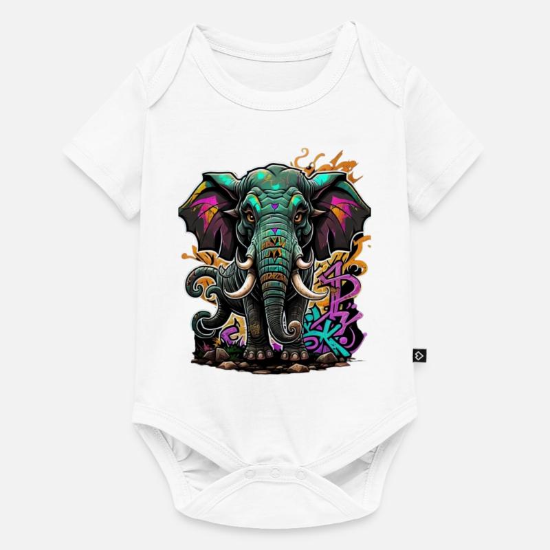 Graffiti Elephant - Baby Premium short-sleeve bodysuit - white