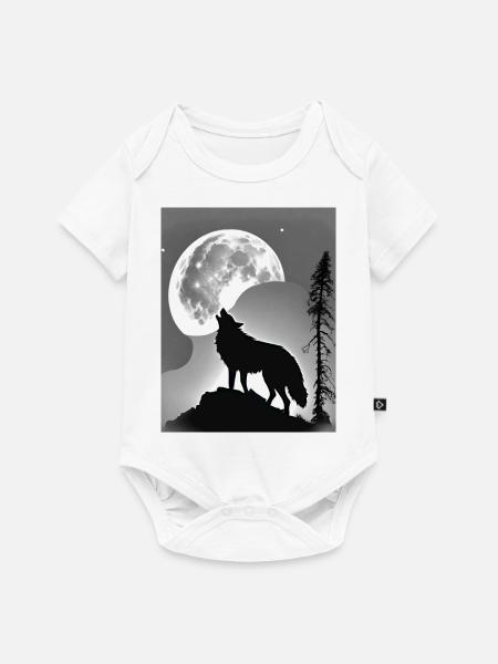 Wolf Mond - Baby Premium Kurzarmbody - Weiß