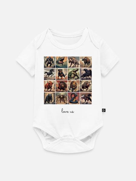 Liebe uns Collage 4 - Baby Premium Kurzarmbody - Weiß
