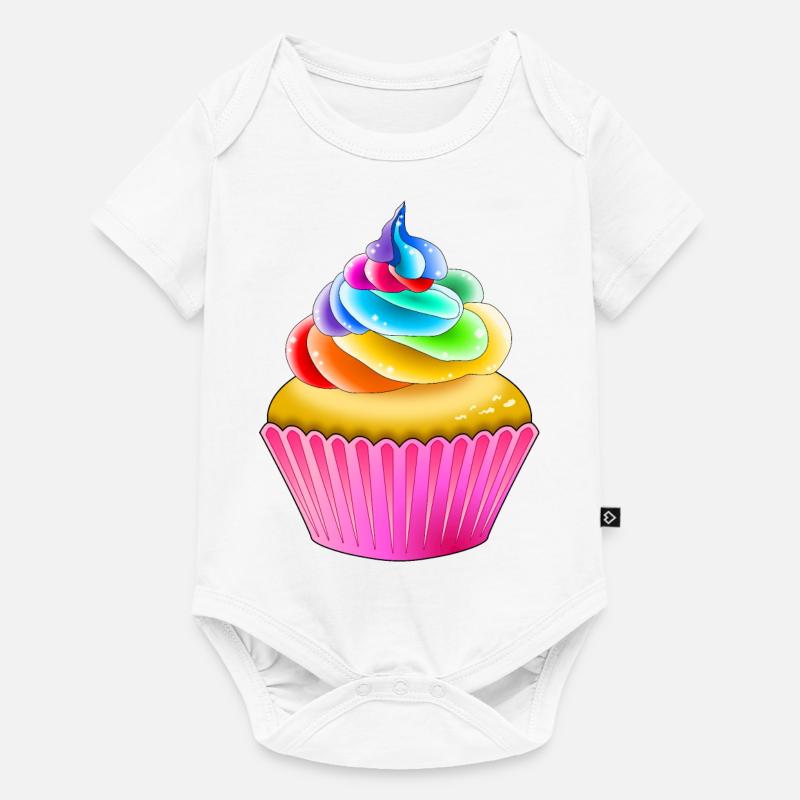 Regenbogen Muffin - Baby Premium Kurzarmbody - Weiß