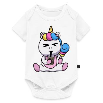 Bubble Tea Drinking Unicorn Anime Kawaii - Baby Premium short-sleeve bodysuit - white - Front