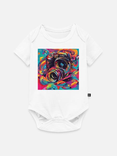 Kamera bunt - Baby Premium Kurzarmbody - Weiß