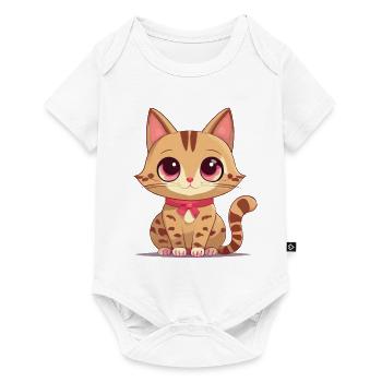 Niedliche Katze - Baby Premium Kurzarmbody - Weiß - Vorne