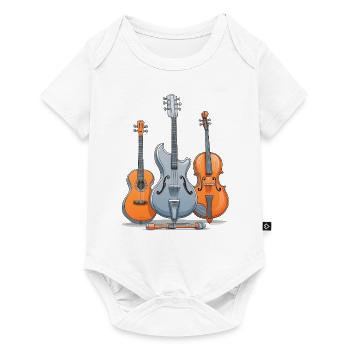 Gitarre, E-Gitarre und Cello - Baby Premium Kurzarmbody - Weiß - Vorne