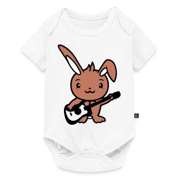 Rabbit Bunny Plays Cute Guitar Music Guitarist - Baby Premium short-sleeve bodysuit - white - Front