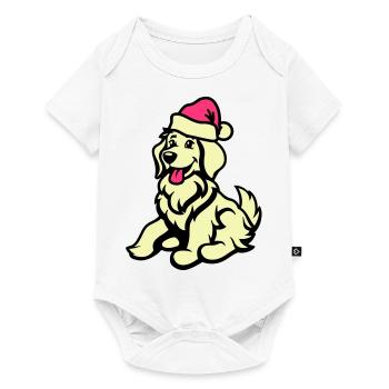 Chien Bande Dessinée Animal Noël - Body à manches courtes Premium Bébé - blanc - Devant