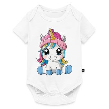 Licorne mignon mignon bébé enfants dessin animé animal - Body à manches courtes Premium Bébé - blanc - Devant