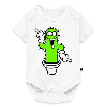 Kaktus Kakteen Gesicht Stachelig Lustig Grimasse - Baby Premium Kurzarmbody - Weiß - Vorne