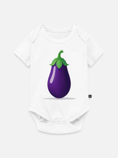 Aubergine - Baby Premium Kurzarmbody - Weiß