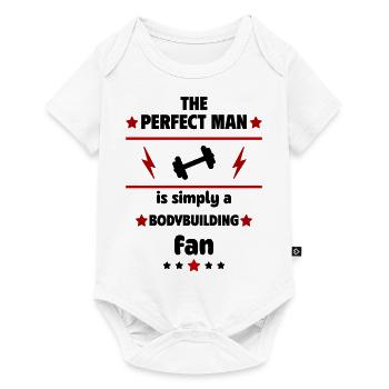 The perfect man loves bodybuilding - Baby Premium short-sleeve bodysuit - white - Front