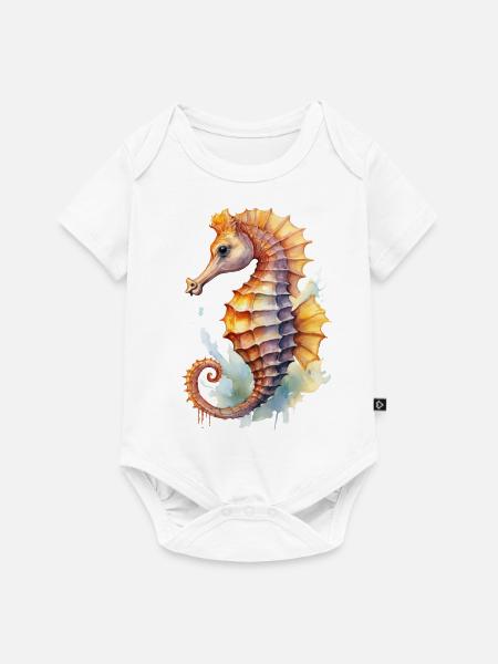 Seepferdchen Aquarell - Baby Premium Kurzarmbody - Weiß