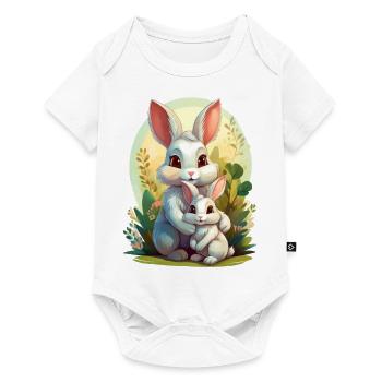 Mama Hase umarmt ihr Kind - Baby Premium Kurzarmbody - Weiß - Vorne