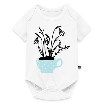 Schneeglöckchen in Tasse - Baby Premium Kurzarmbody - Weiß - Vorne