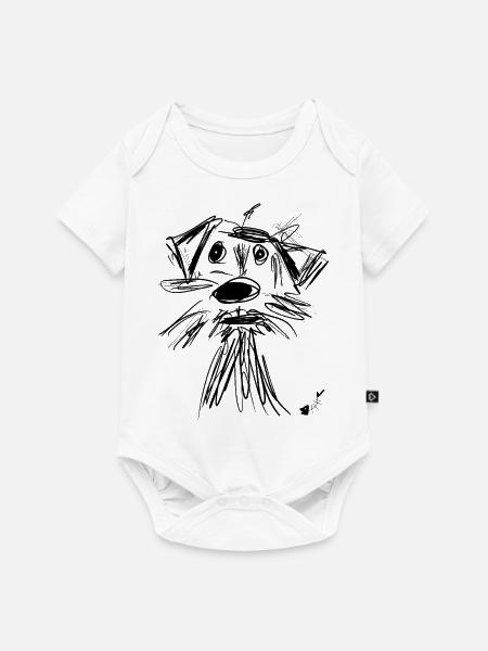 hund zeichnung - Baby Premium Kurzarmbody - Weiß