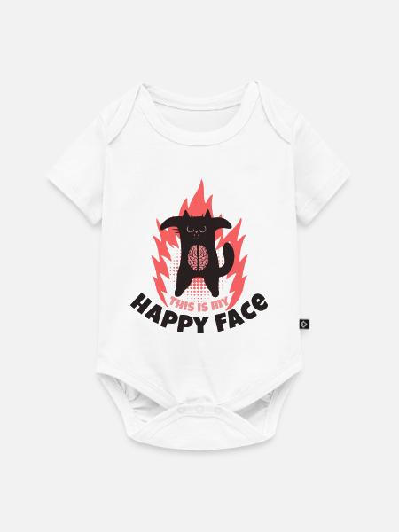 Glückliches Gesicht - Baby Premium Kurzarmbody - Weiß