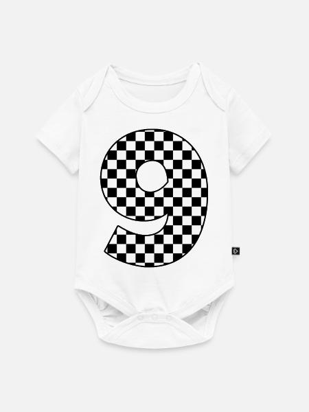 Nummer 9 kariert - Baby Premium Kurzarmbody - Weiß