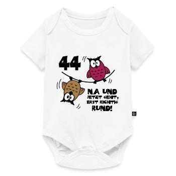 44. Geburtstag - Eulen "na und" - Baby Premium Kurzarmbody - Weiß - Vorne