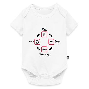 Manger, Dormir, nager, natation, piscine,nageur - Body à manches courtes Premium Bébé - blanc - Devant