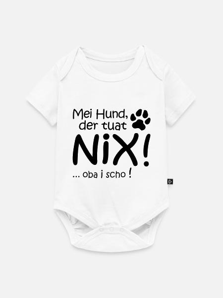 Mei Hund - Baby Premium Kurzarmbody - Weiß