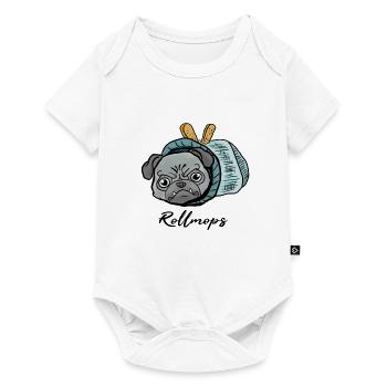Mops beim Fasching! Geschenk Rollmops - Baby Premium Kurzarmbody - Weiß - Vorne