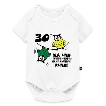 30 birthday, owls on the rope, round - Baby Premium short-sleeve bodysuit - white - Front
