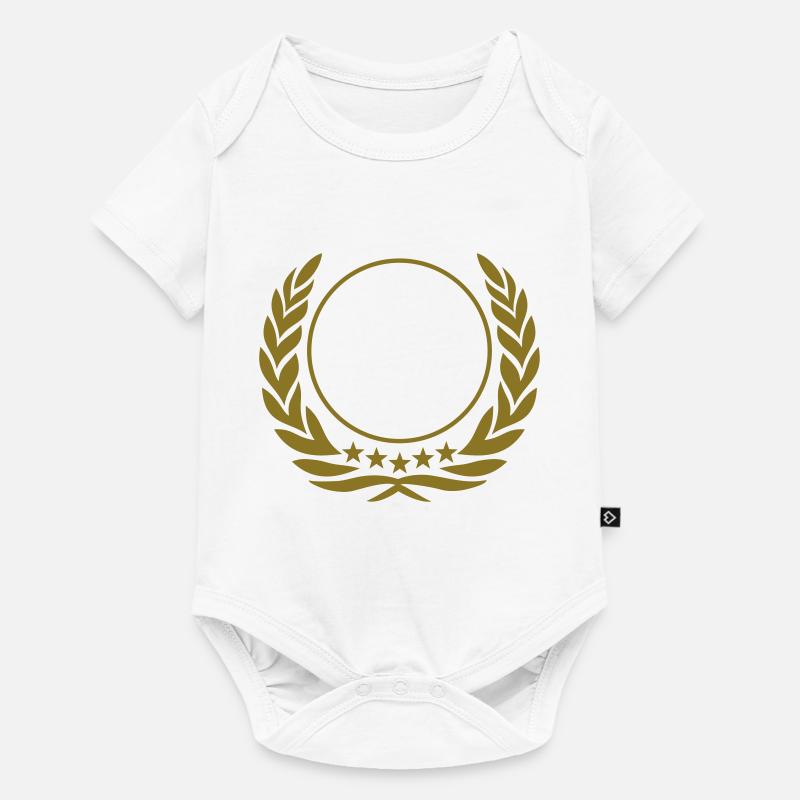 Kranz, Lorbeer, Gold, Held, Sieger, Gewinner, Fun - Baby Premium Kurzarmbody - Weiß