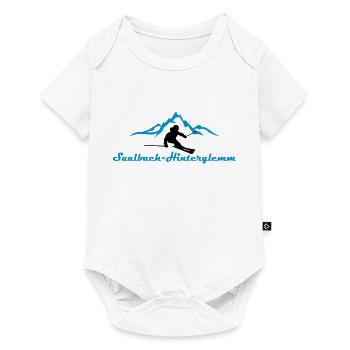 Winter - Skifahrer Berge Saalbach - Baby Premium Kurzarmbody - Weiß - Vorne