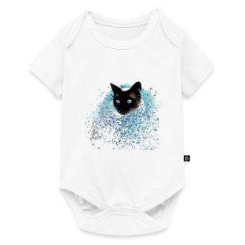 chat, illustration, coloré, aquarelle, chat siamois - Body à manches courtes Premium Bébé - blanc - Devant