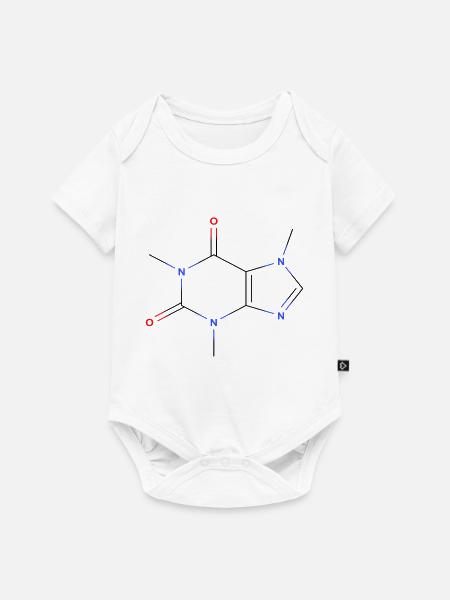 KoffeinMolekül - Farbige Strukturformel - Baby Premium Kurzarmbody - Weiß