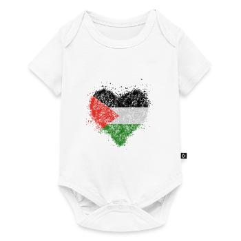 Coeur De Palestine Drapeau Vintage - Body à manches courtes Premium Bébé - blanc - Devant