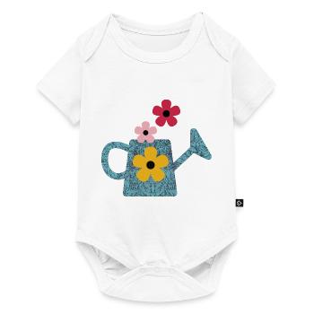 Watering can with flowers - Baby Premium short-sleeve bodysuit - white - Front
