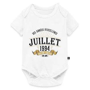 28 Ans Anniversaire Vintage Né(e) en Juillet 1994 - Body à manches courtes Premium Bébé - blanc - Devant