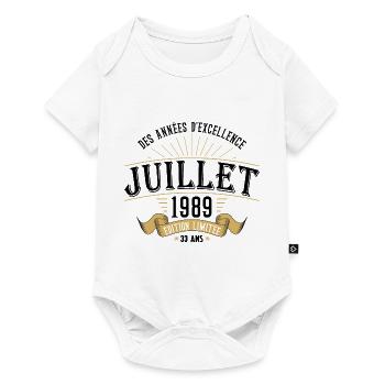 33 Ans Anniversaire Vintage Né(e) en Juillet 1989 - Body à manches courtes Premium Bébé - blanc - Devant